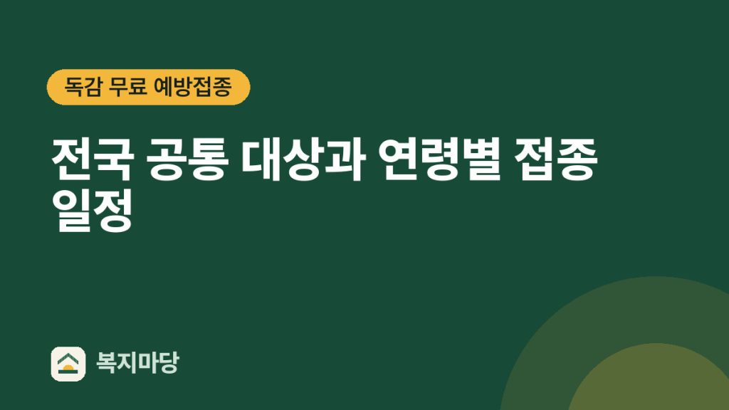 독감 무료 예방접종 전국 공통 대상과 연령별 접종 일정