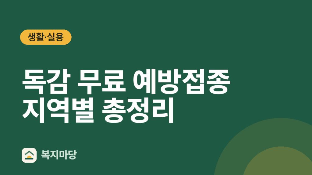 독감 무료 예방접종 지역별 총정리